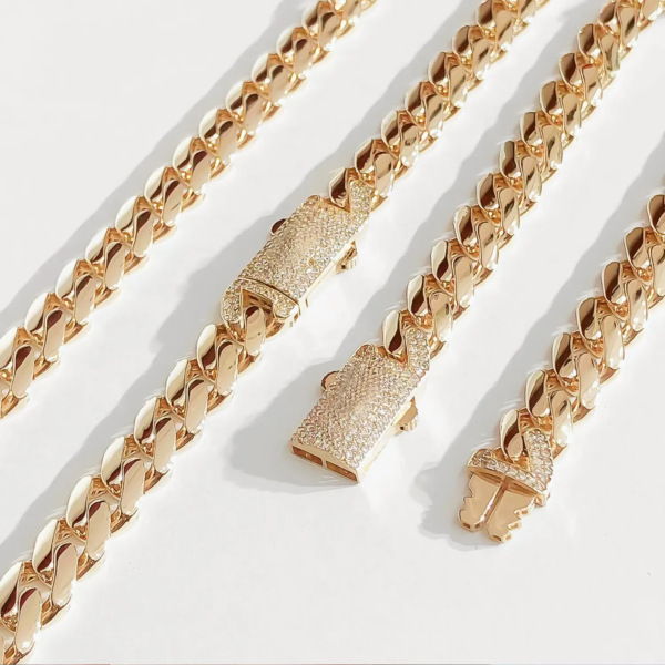 18mm 20mm 22mm Iced-lock Plain Cuban Link Chains - Image 4