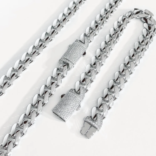 18mm 20mm 22mm Iced-lock Plain Cuban Link Chains - Image 5